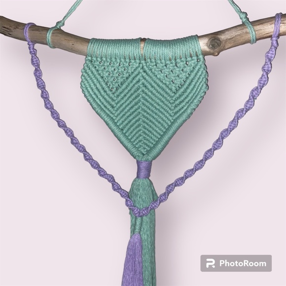 Mermaid Tail Dreams Custom Hand Crafted Macrame Hanging Wall Art Decor - Picture 4 of 10